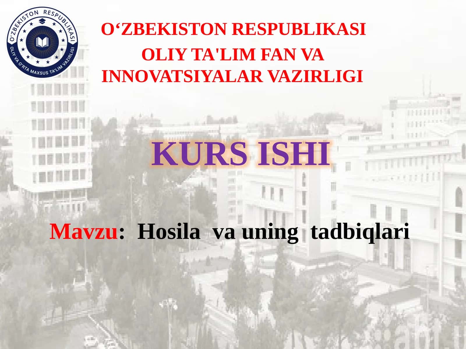 Hosilavauining tadbiqlari