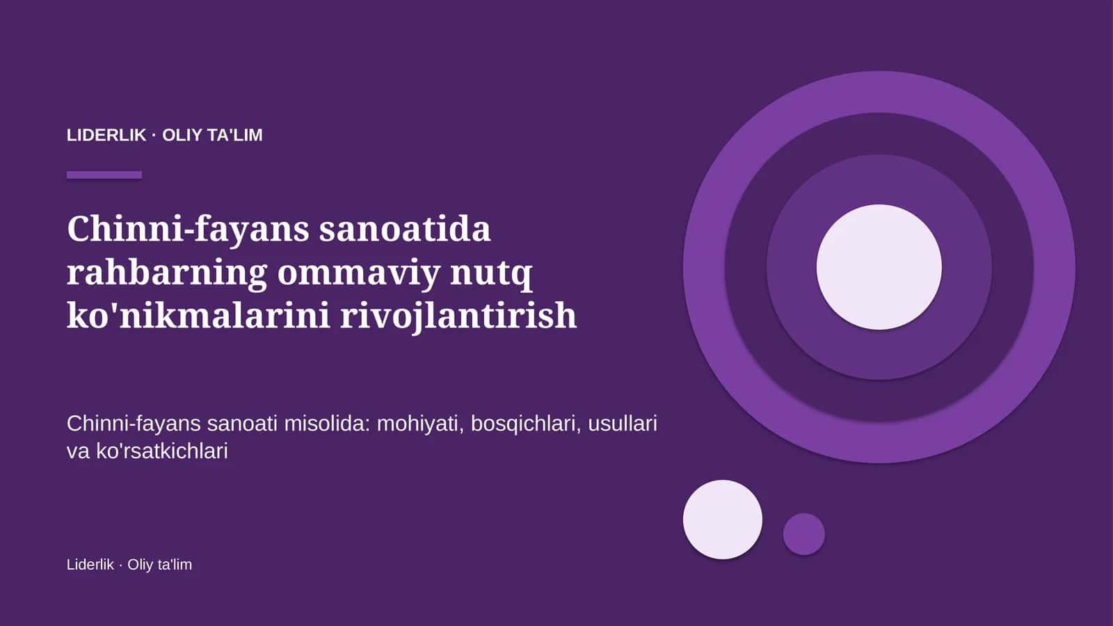 Chinni-fayans sanoatida rahbarning ommaviy nutq ko'nikmalarini rivojlantirish