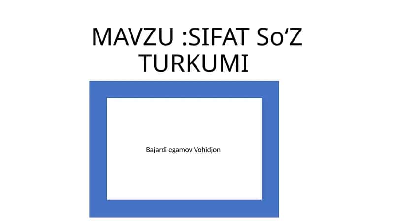 SIFAT SoʻZ TURKUMI