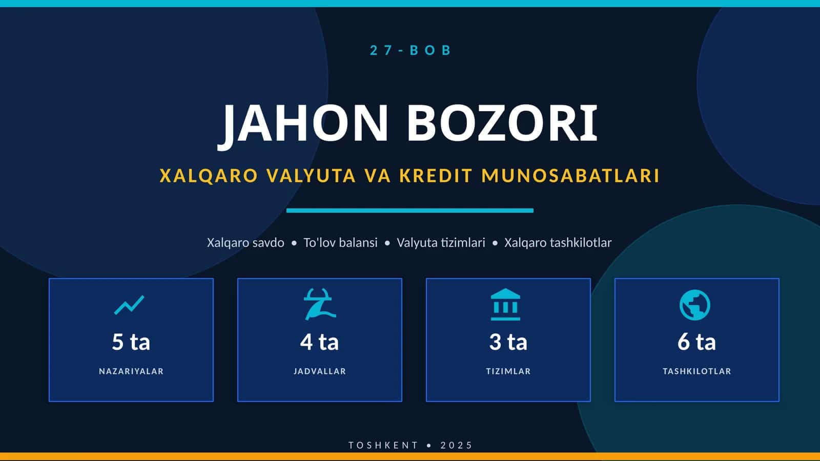JAHON BOZORI XALQARO VALYUTA VA KREDIT MUNOSABATLARI