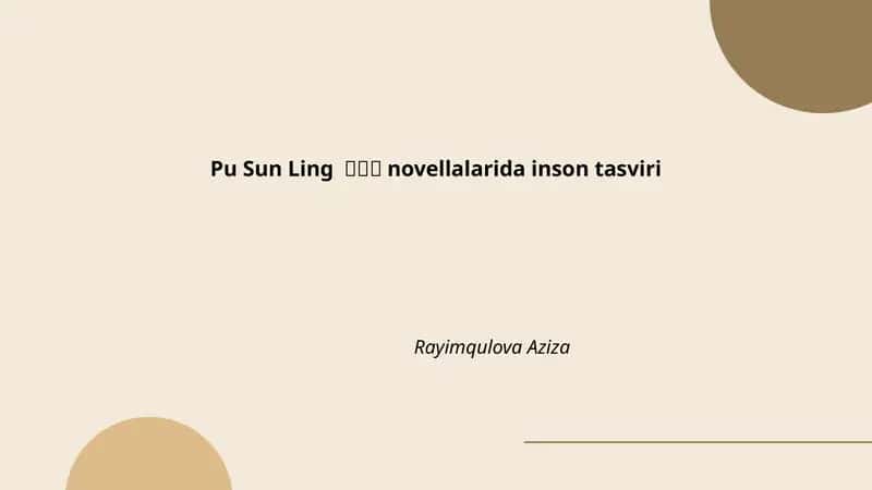 Pu Sun Ling novellalarida inson tasviri