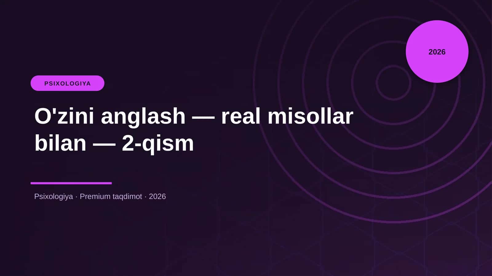 O'zini anglash — real misollar bilan — 2-qism