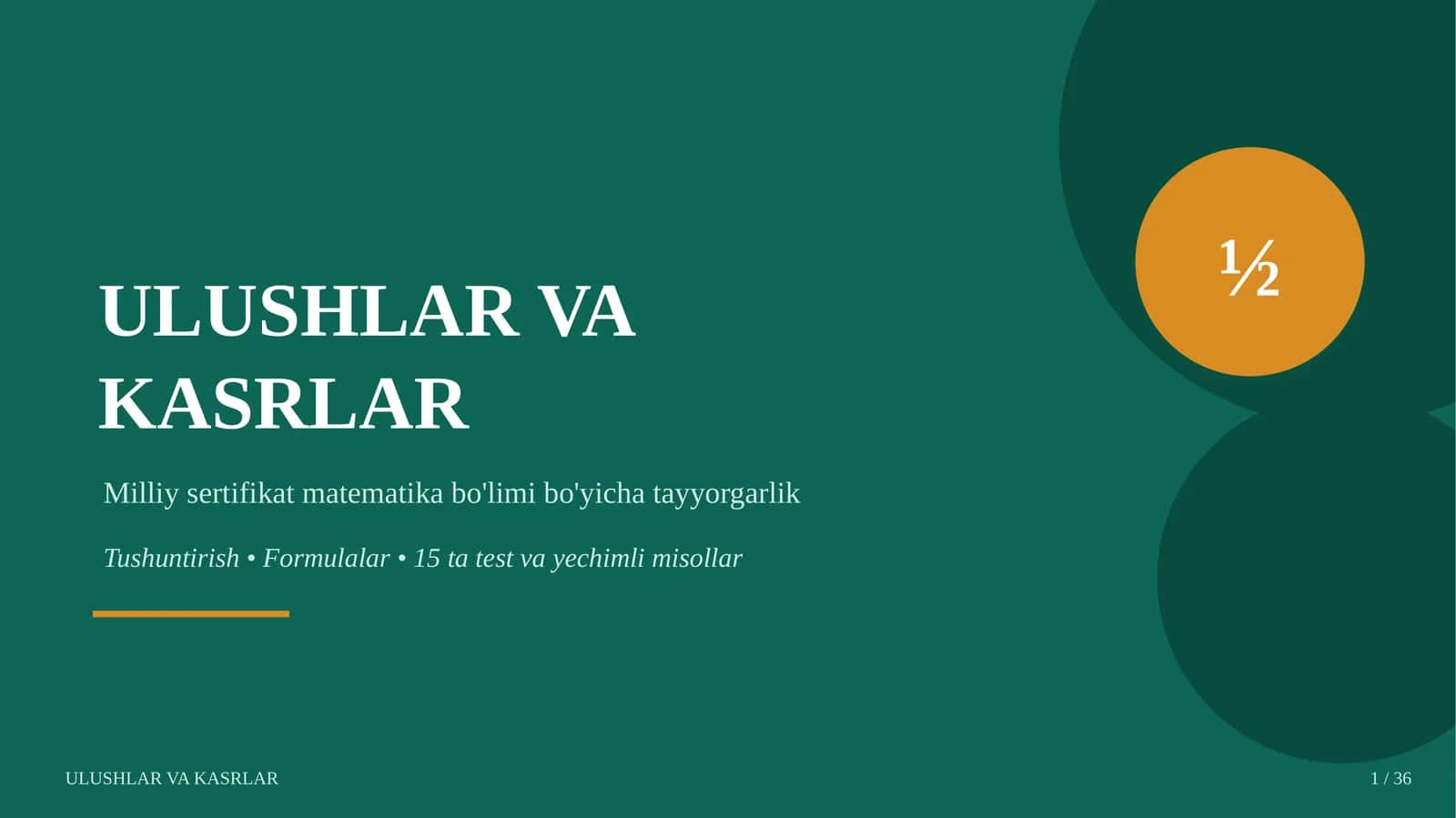 Milliy sertifikat matematika bo'limi bo'yicha tayyorgarlik