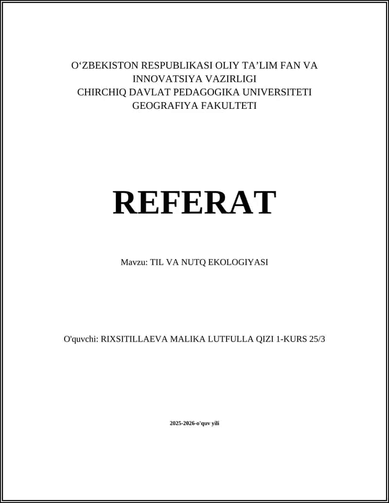 TIL VA NUTQ EKOLOGIYASI