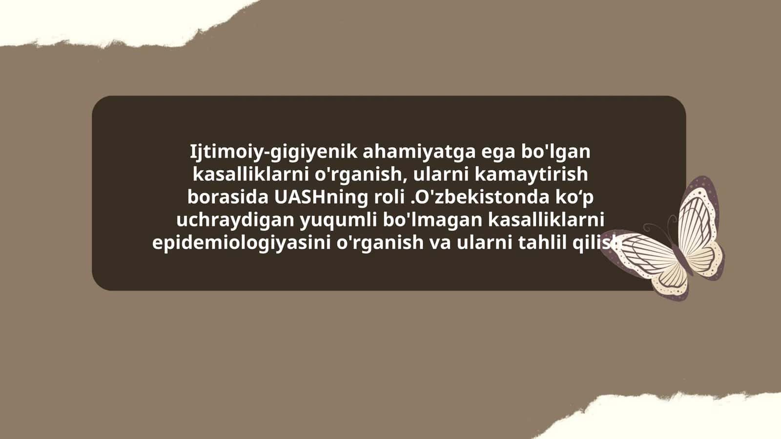 Ijtimoiy-gigiyenik ahamiyatga ega bo'lgan kasalliklarni o'rganish