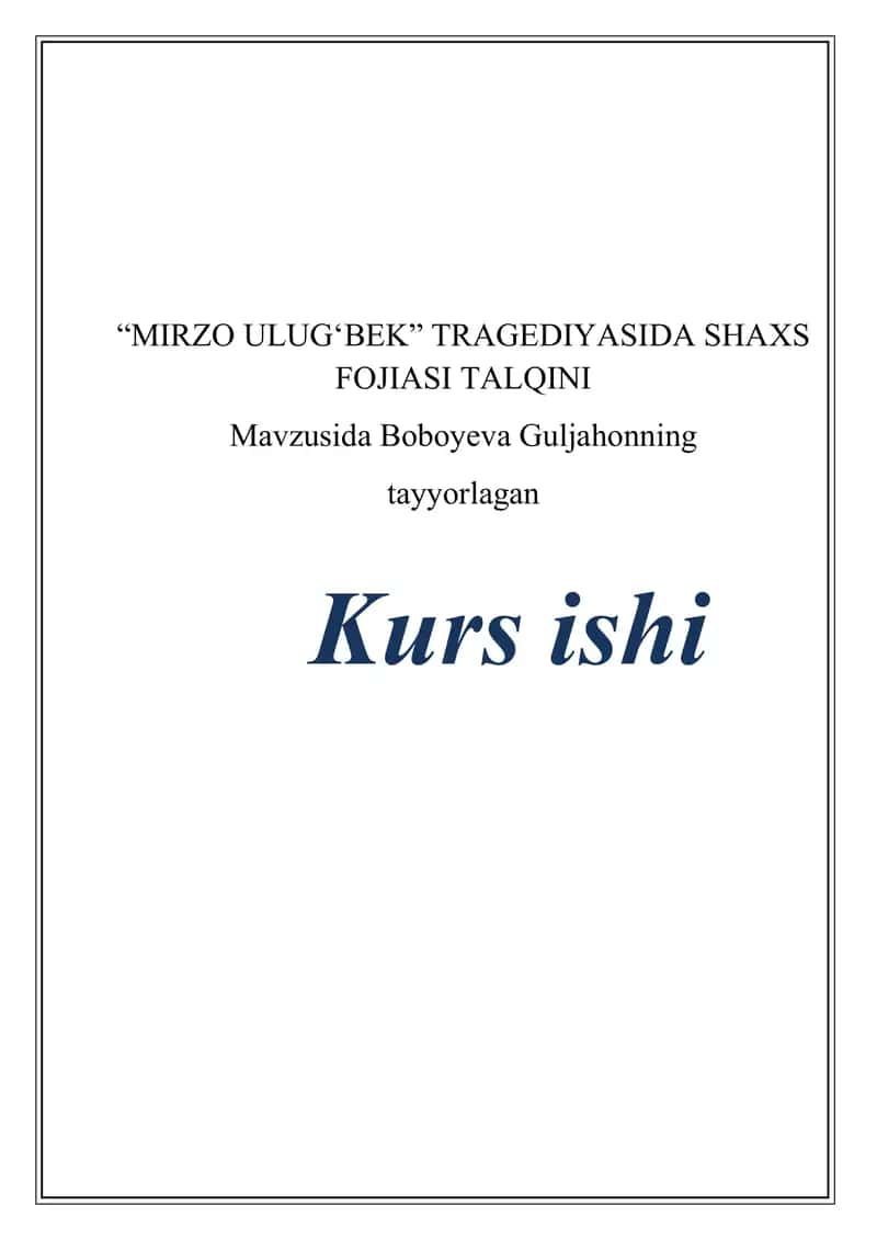 “MIRZO ULUG‘BEK” TRAGEDIYASIDA SHAXS FOJIASI TALQINI
