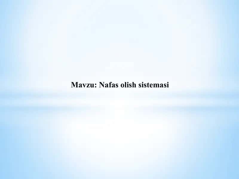 Nafas Olish Sistemasi