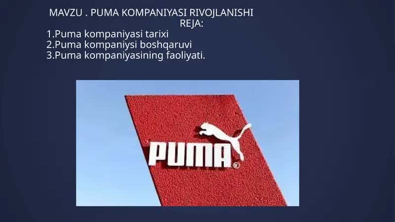 PUMA KOMPANIYASI RIVOJLANISHI