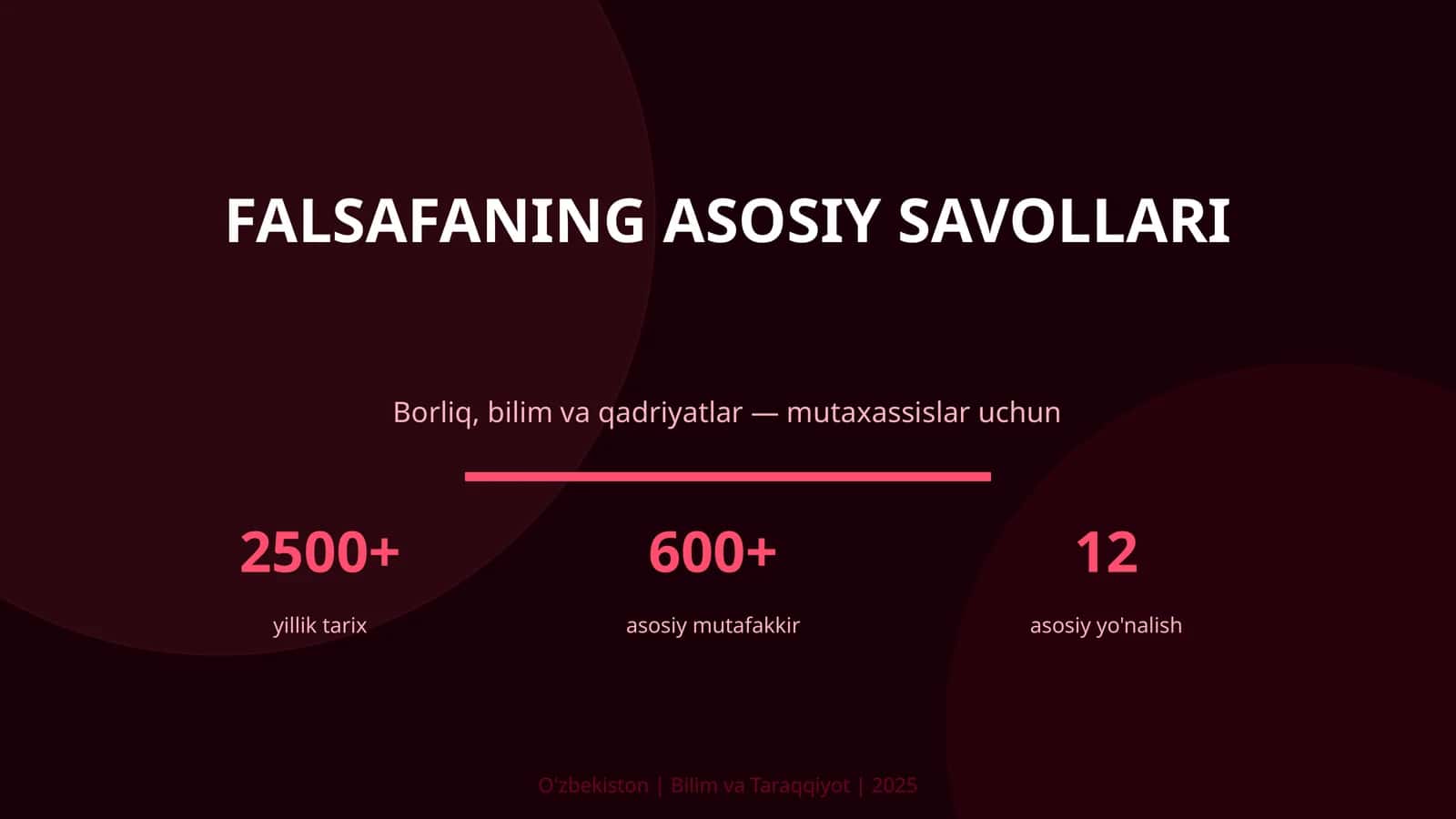 FALSAFANING ASOSIY SAVOLLARI