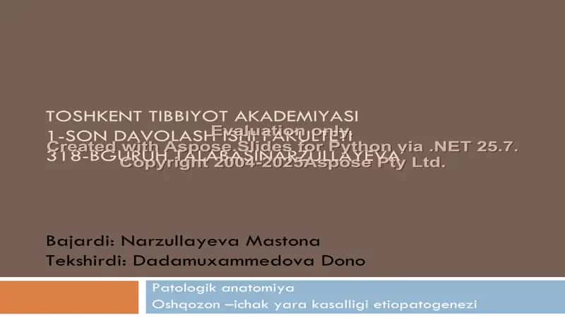 Oshqozon –ichak yara kasalligi etiopatogenezi