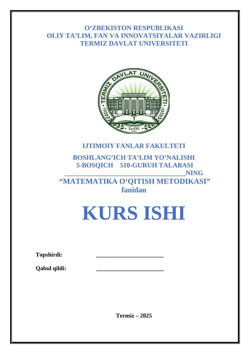 "MATHEMATICS TEACHING METHODOLOGY"