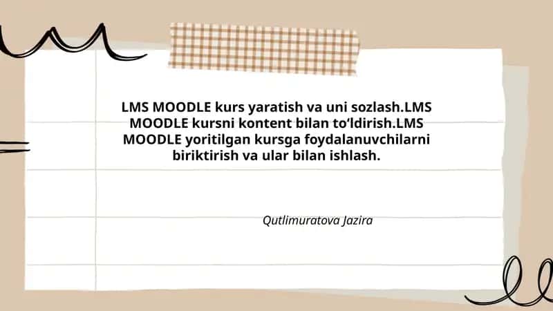 LMS MOODLE kurs yaratish va uni sozlash