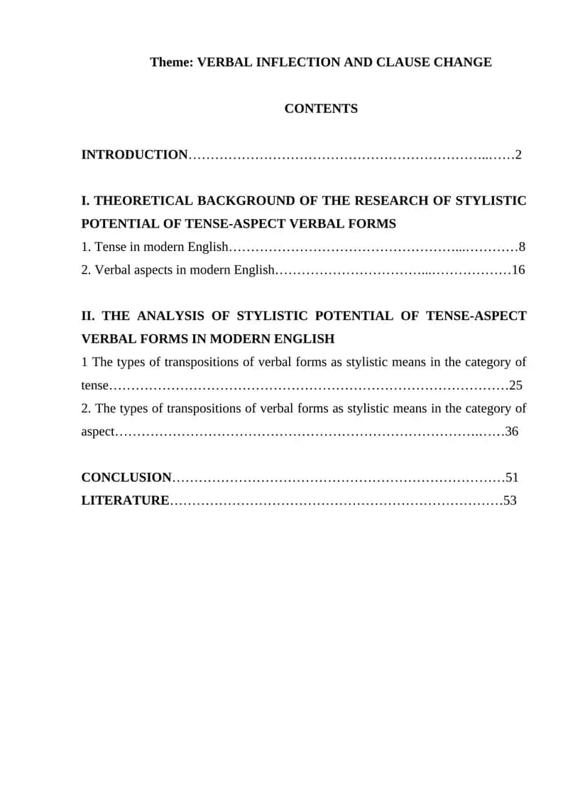 VERBAL INFLECTION AND CLAUSE CHANGE