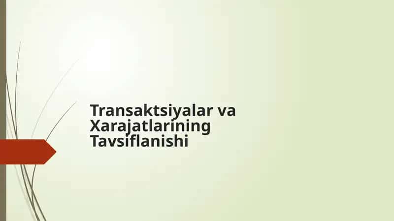 Transaktsiyalar va Xarajatlarining Tavsiflanishi