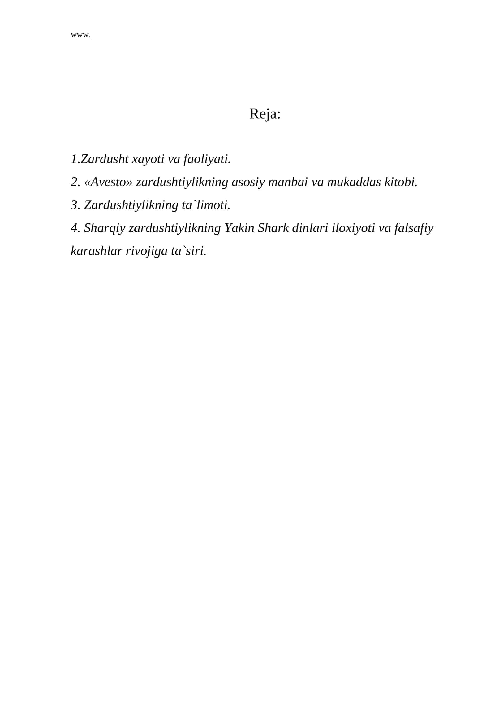 Zardusht xayoti va faoliyati