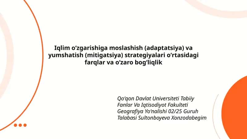 Iqlim oʻzgarishiga moslashish va yumshatish strategiyalari