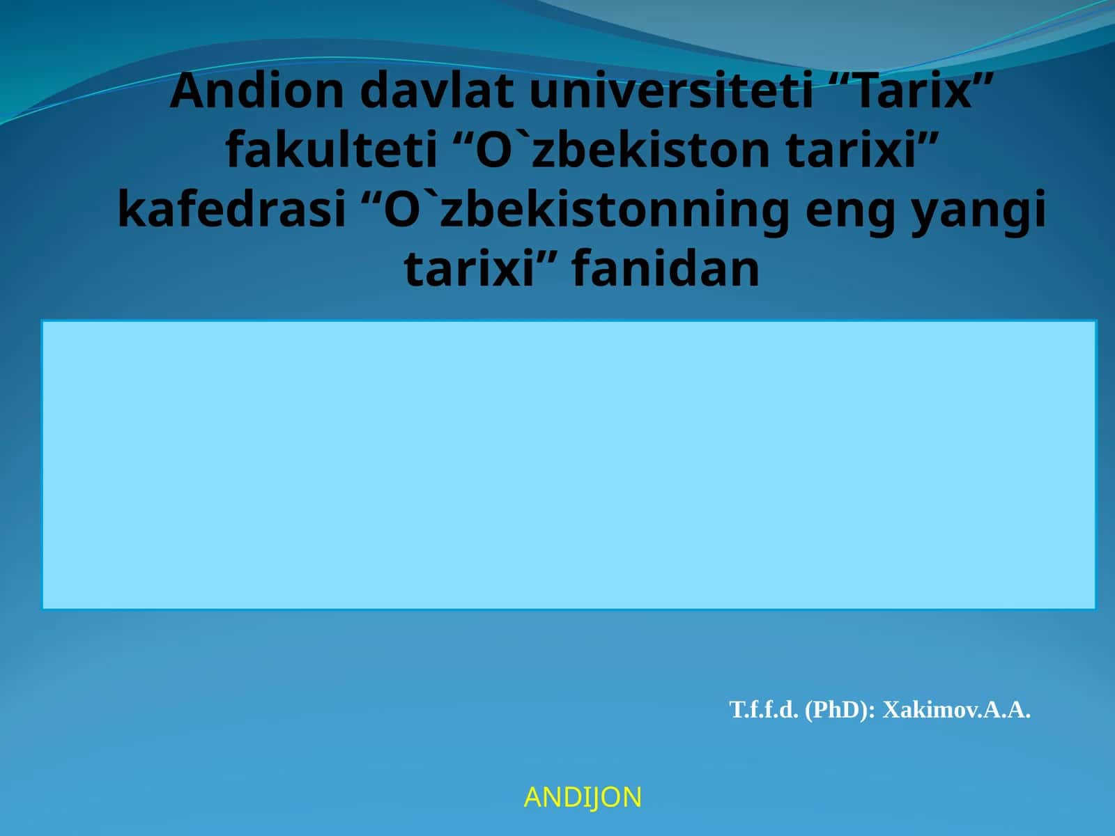 11-mavzu. O‘zbekiston va jahon hamjamiyati