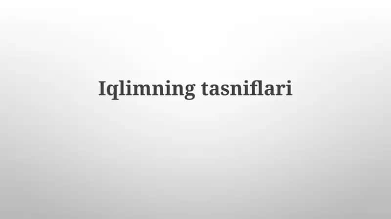 Iqlimning tasniflari