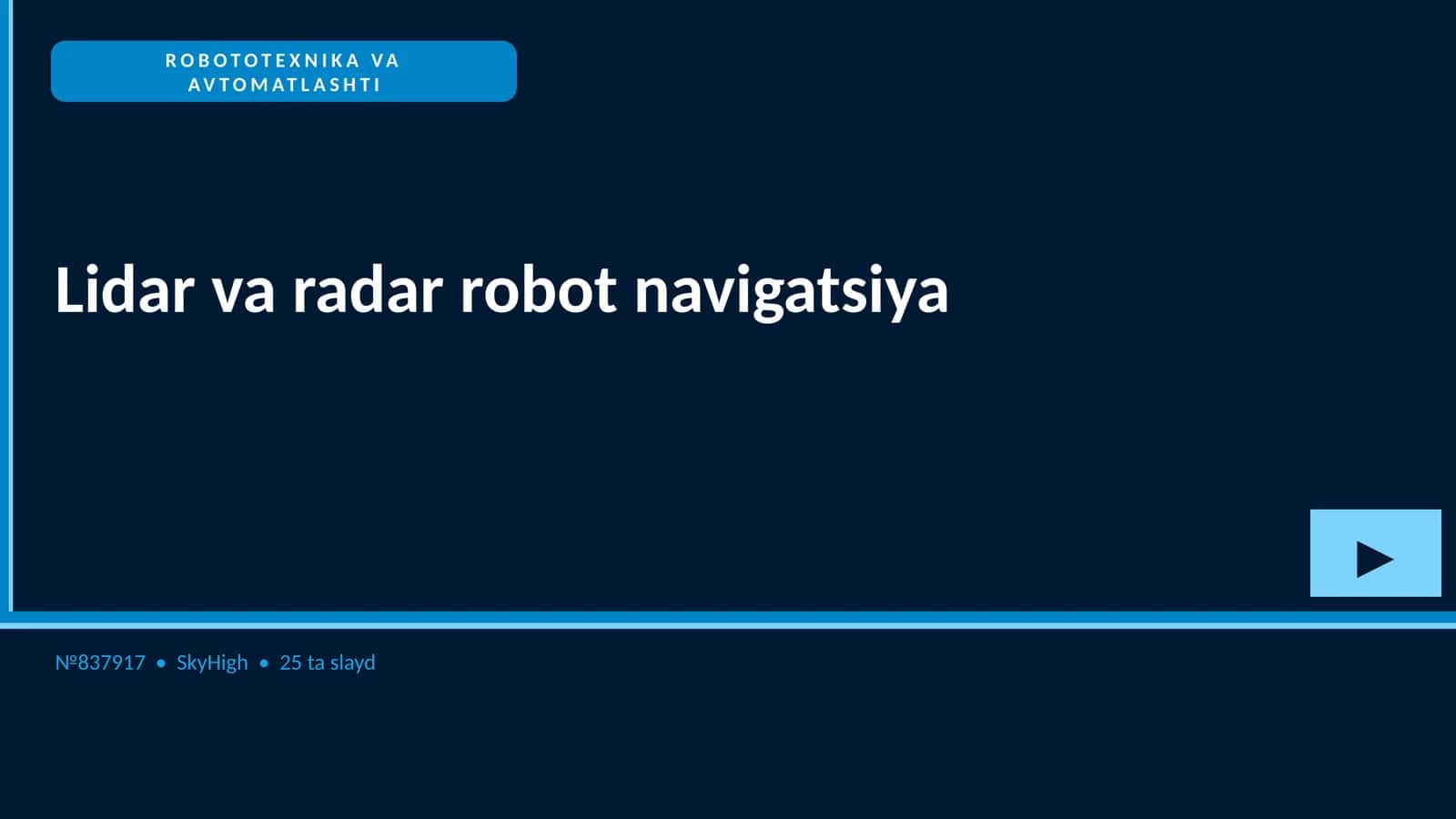 Lidar va radar robot navigatsiya