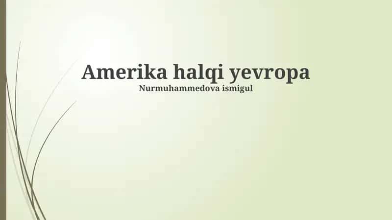 Amerika va Yevropa