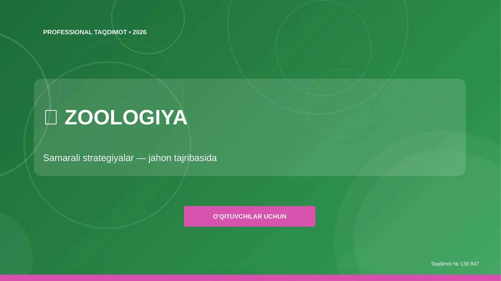 Zoologiya: samarali strategiyalar (jahon tajribasida) [o'qituvchilar uchun]