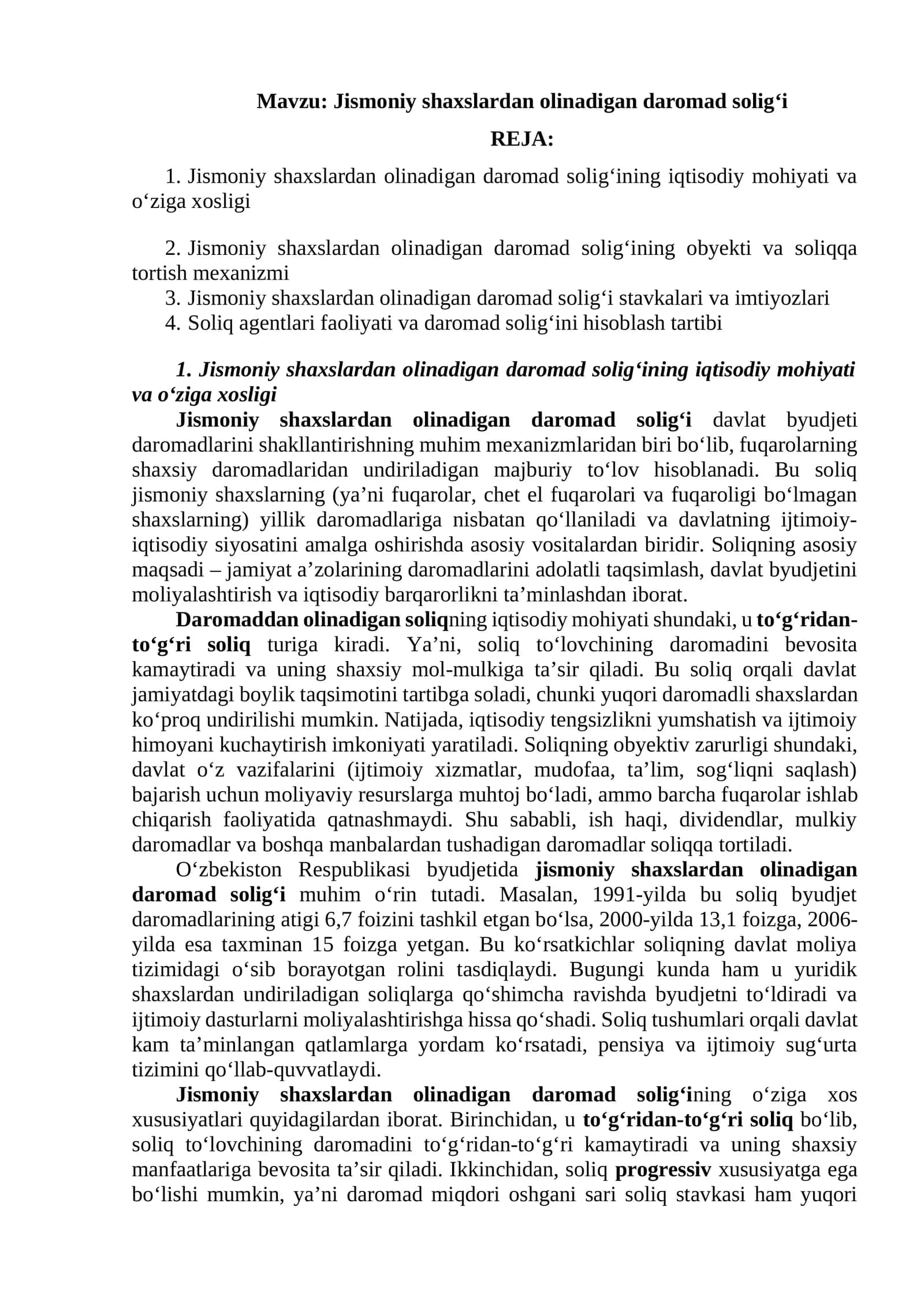Jismoniy shaxslardan olinadigan daromad solig‘i