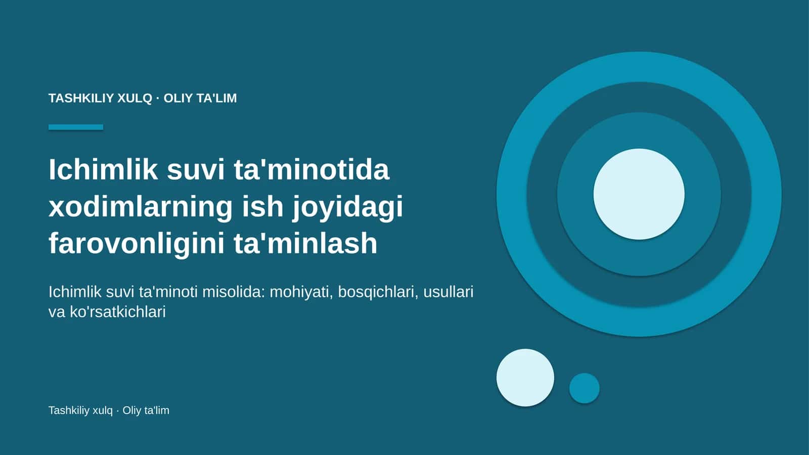 Ichimlik suvi ta'minotida xodimlarning ish joyidagi farovonligini ta'minlash