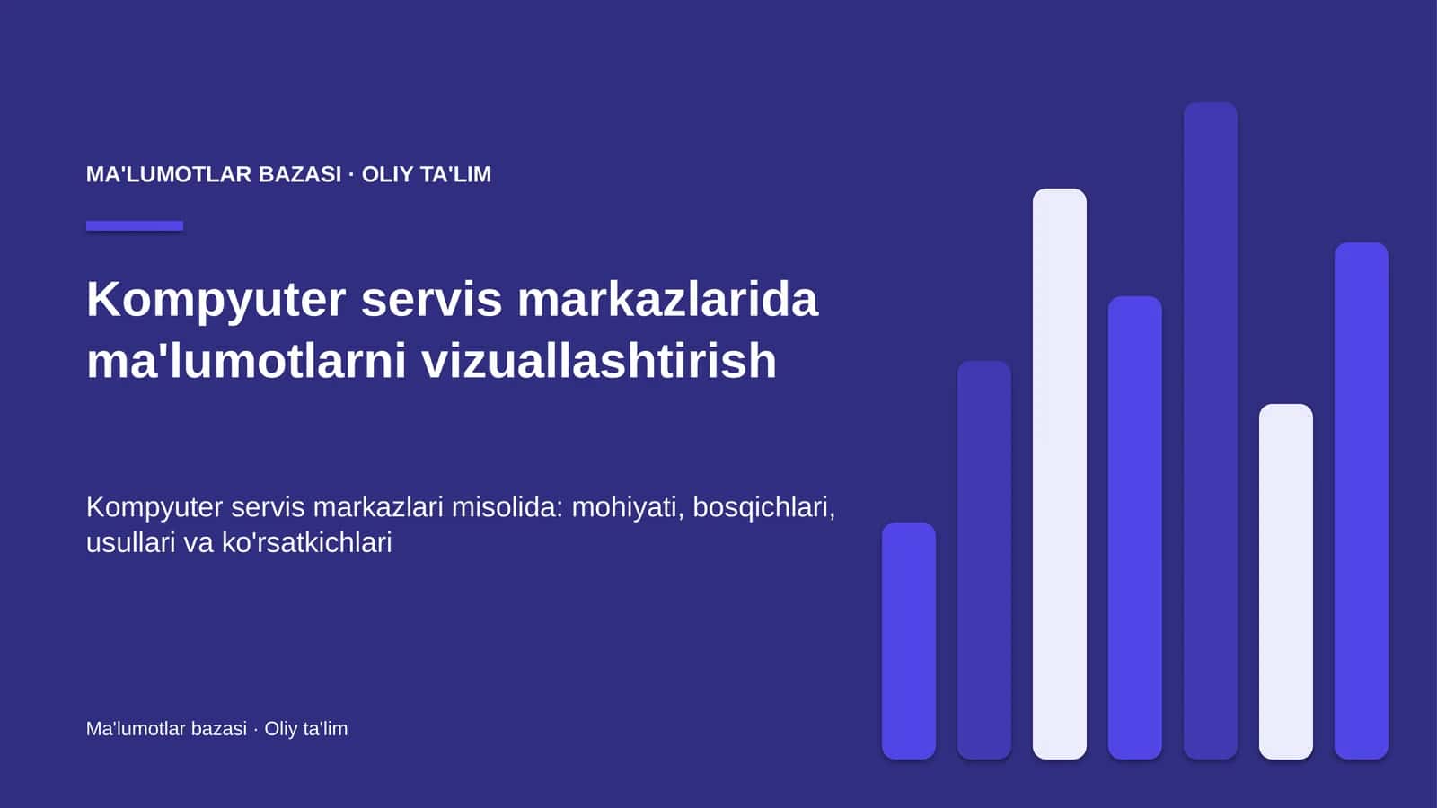 Kompyuter servis markazlarida ma'lumotlarni vizuallashtirish