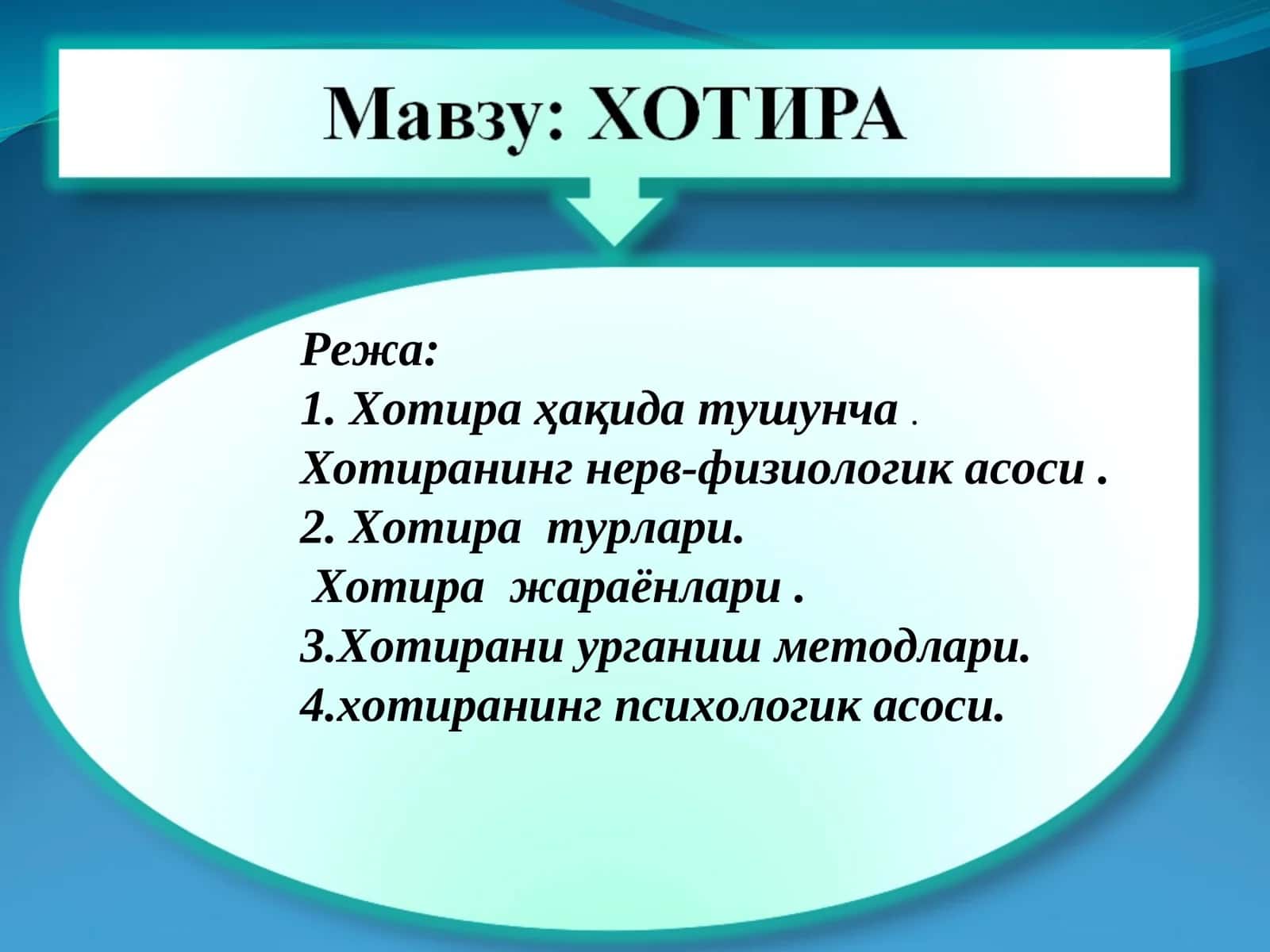 Xotira xaqida umumiy tushuncha