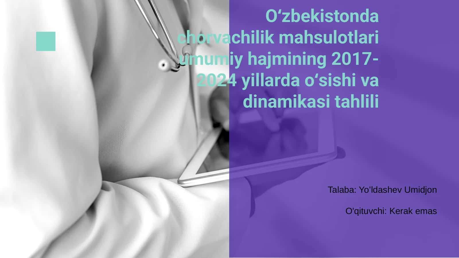 Oʻzbekistonda chorvachilik mahsulotlari umumiy hajmining 2017-2024 yillarda oʻsishi va dinamikasi tahlili