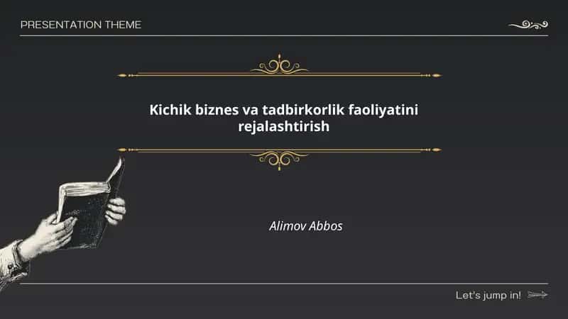 Kichik biznes va tadbirkorlik faoliyatini rejalashtirish