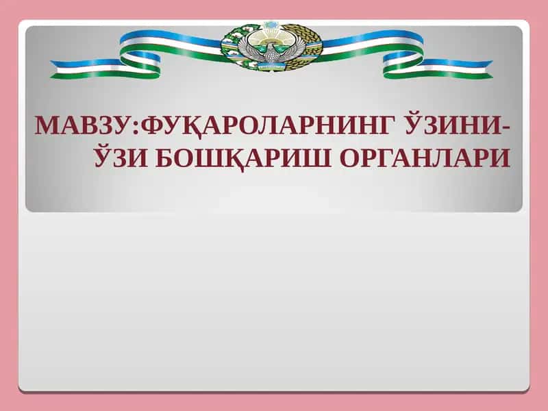 Фуқароларнинг ўзини-ўзи бошқариш органлари