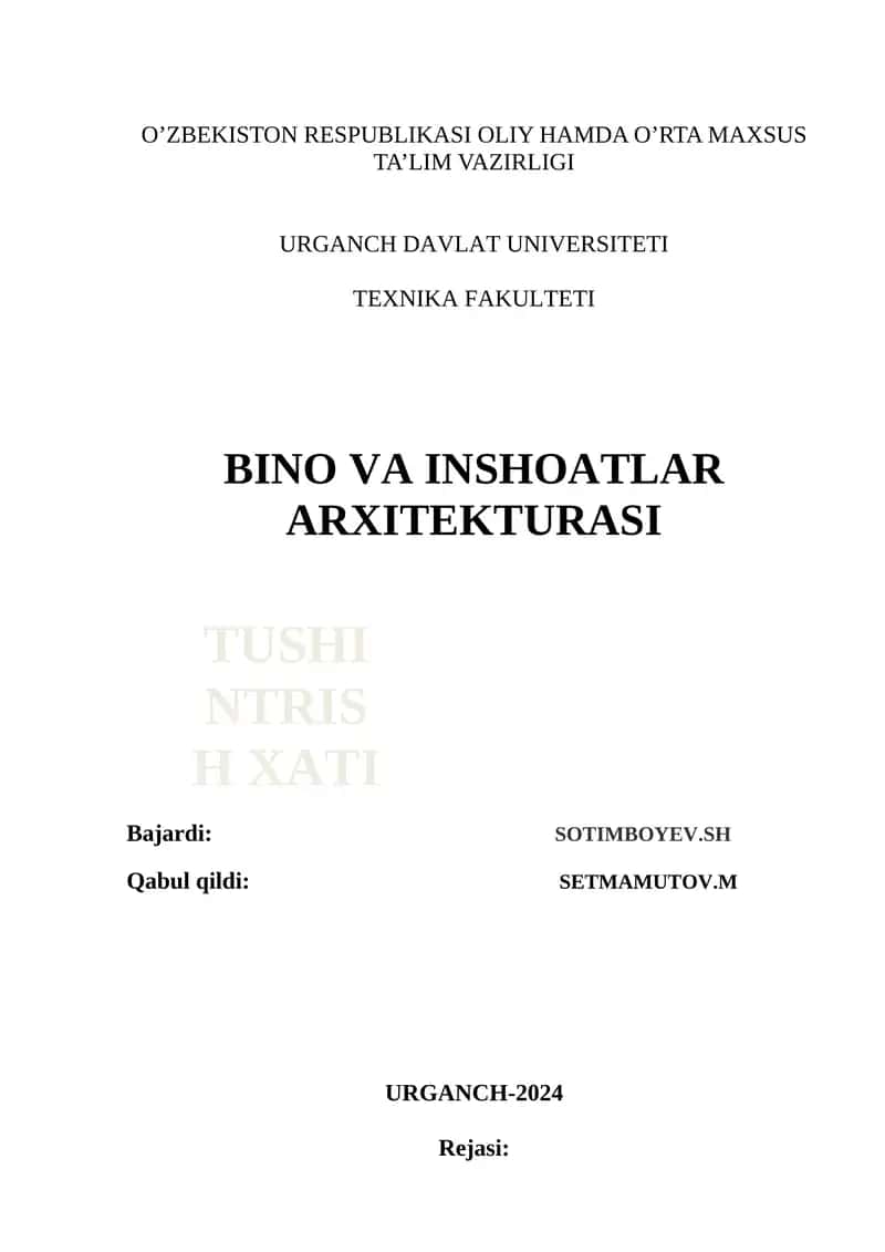 BINO VA INSHOATLAR ARXITEKTURASI
