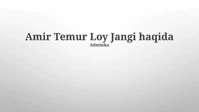 Loy Jangi haqida
