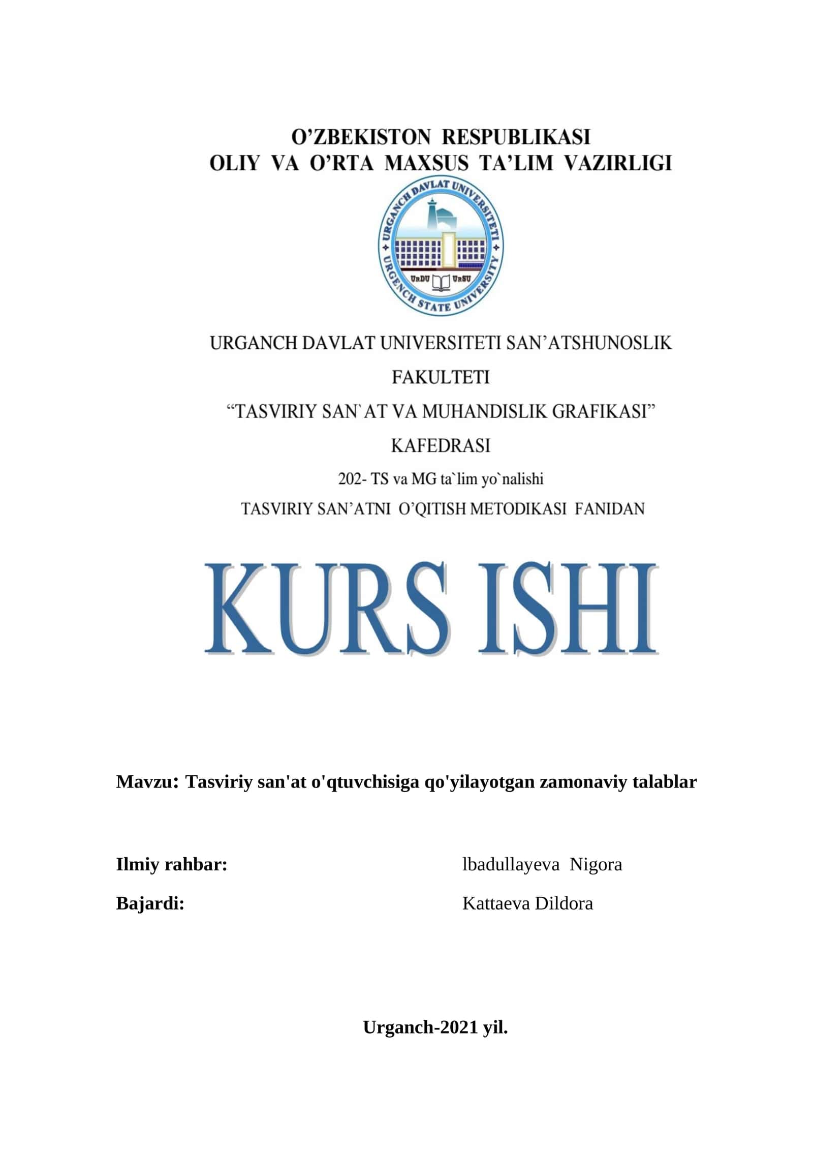 Tasviriy san'at o'qitish metodikasi