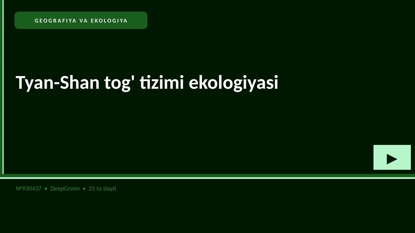 Tyan-Shan tog' tizimi ekologiyasi