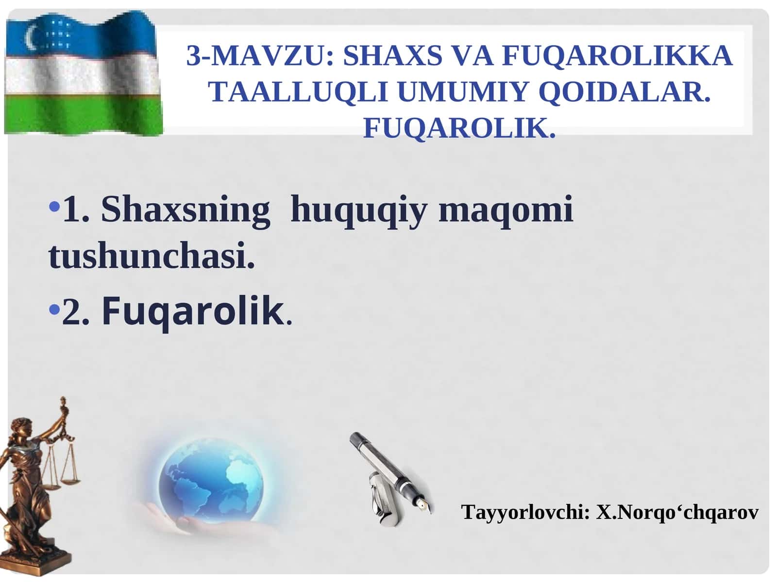 SHAXS VA FUQAROLIKKA TAALLUQLI UMUMIY QOIDALAR. FUQAROLIK
