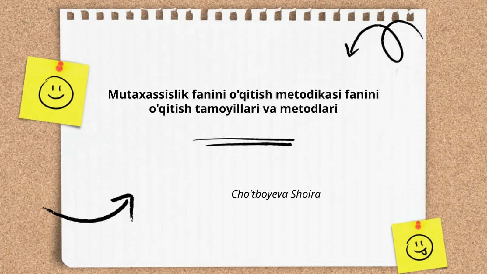 Mutaxassislik fanini o'qitish metodikasi fanini o'qitish tamoyillari va metodlari