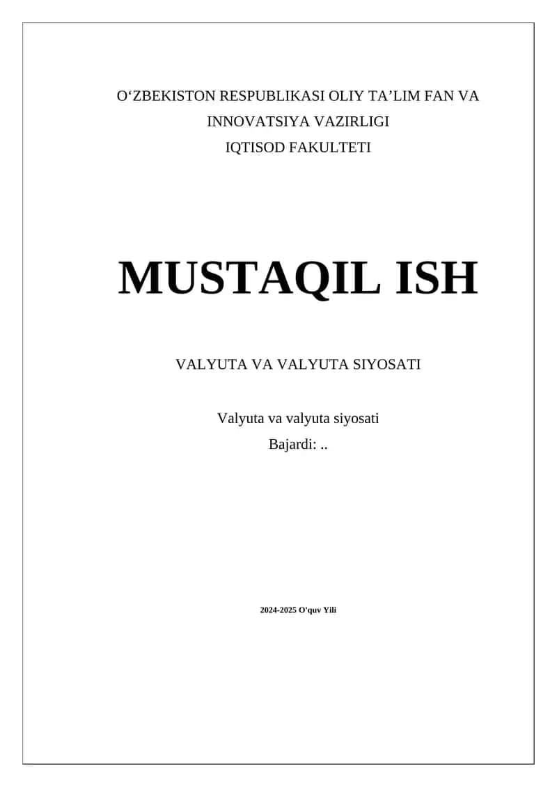 Valyuta va valyuta siyosati