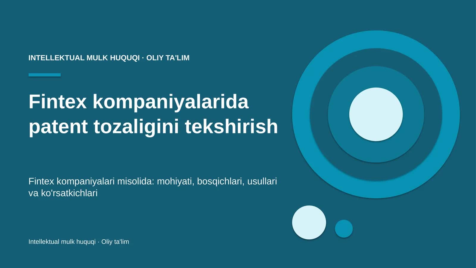 Fintex kompaniyalarida patent tozaligini tekshirish