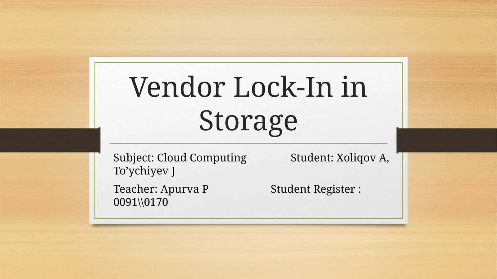 Vendor Lock-In in Storage