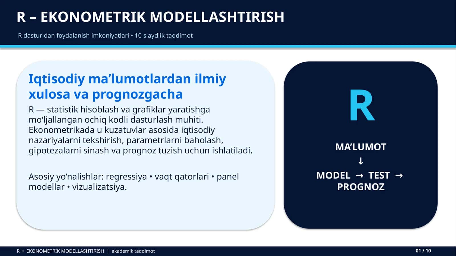 R – EKONOMETRIK MODELLASHTIRISH