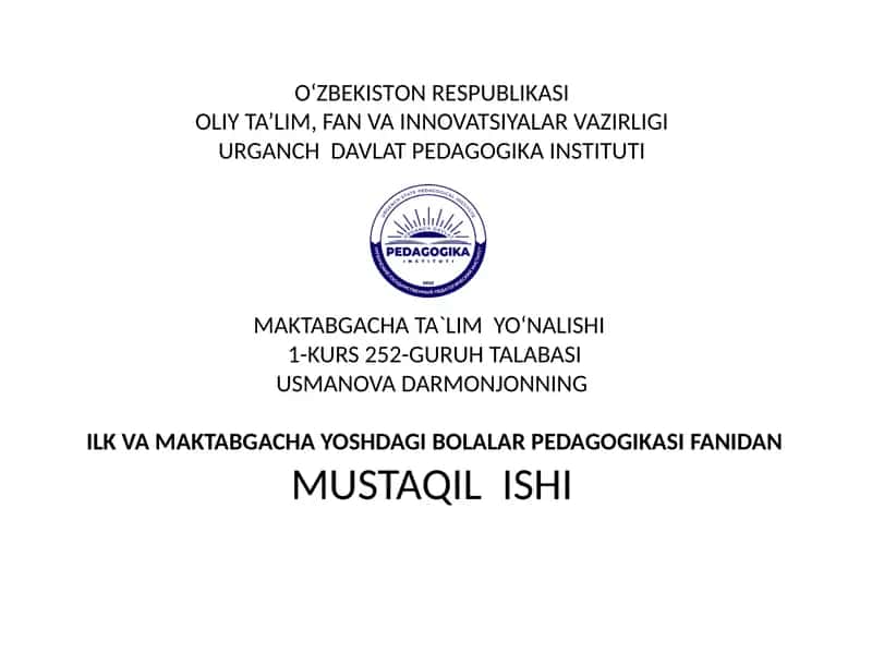 Maktabgacha yoshdagi bolalarda ertaklar asosida axloqiy sifatlarni tarbiyalash.