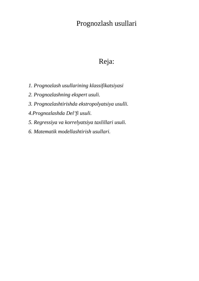 Prognozlash usullari