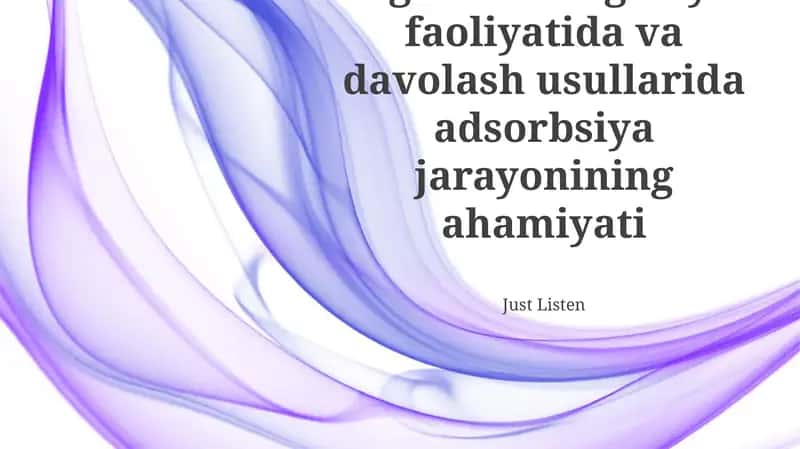 Adsorbsiya asosidagi tozalash usullari