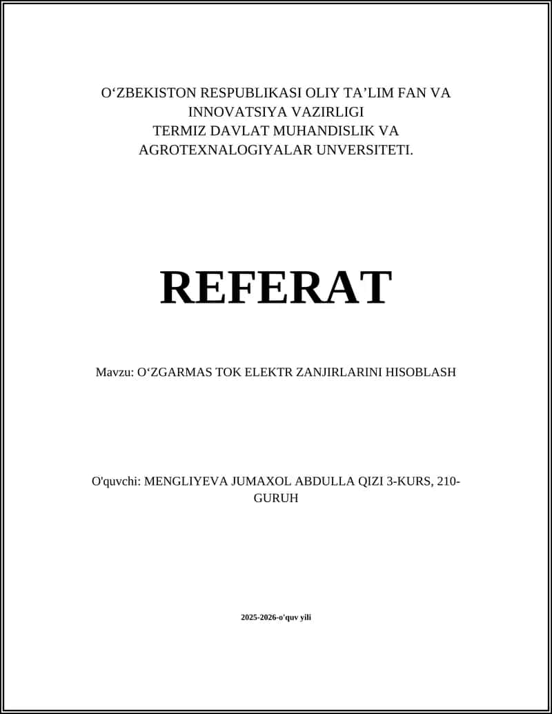Ohm qonuni va rezistorlarda kuchlanish