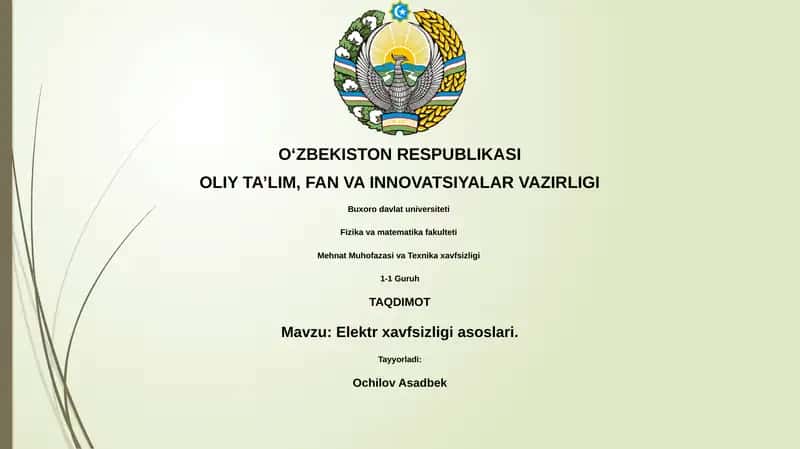 Elektr xavfsizligi asoslari