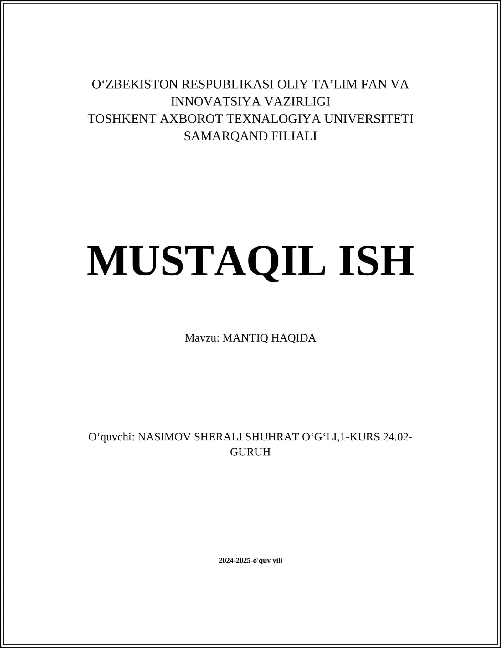 Mantiq asoslari