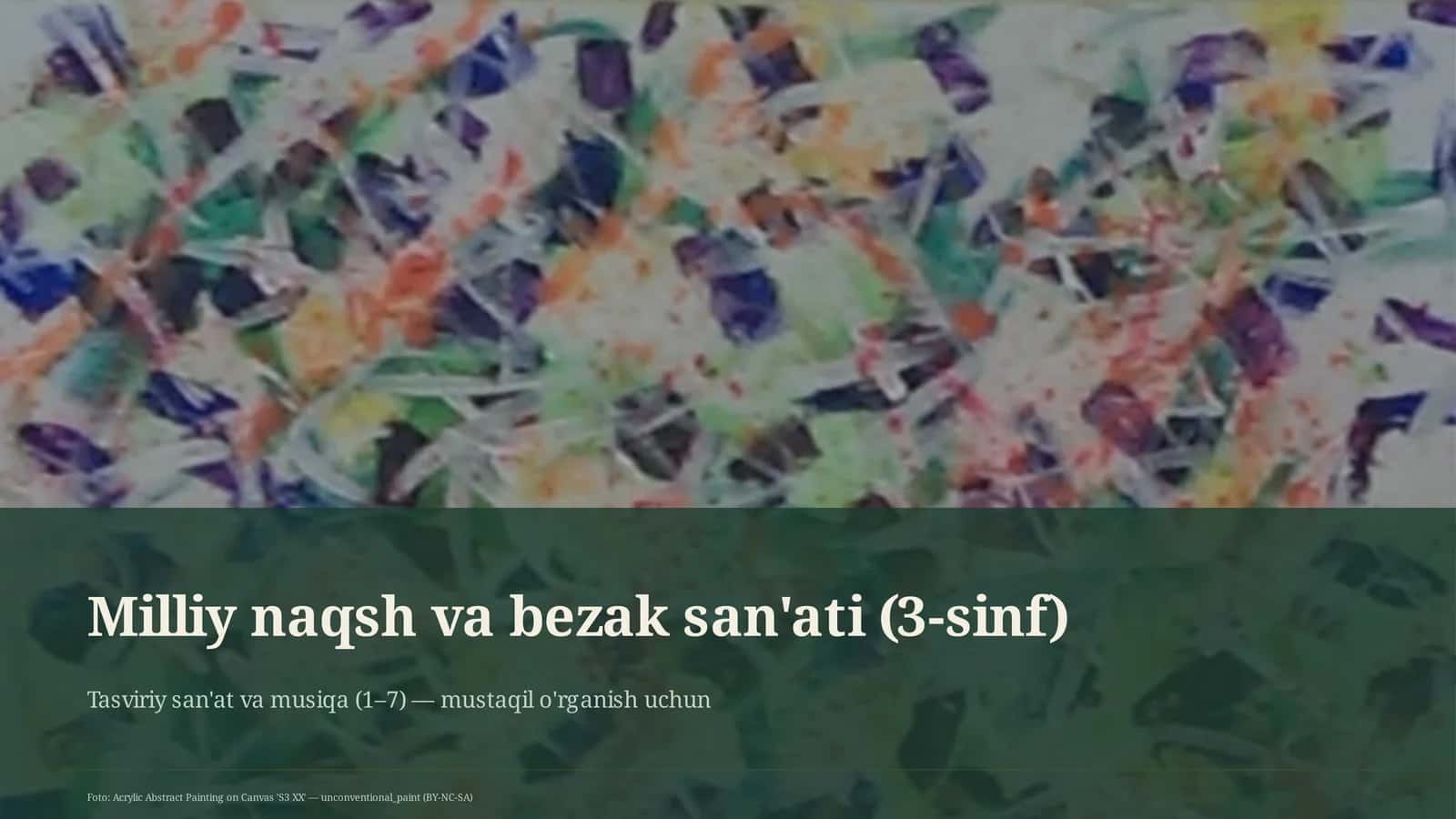 Milliy naqsh va bezak san'ati (3-sinf)