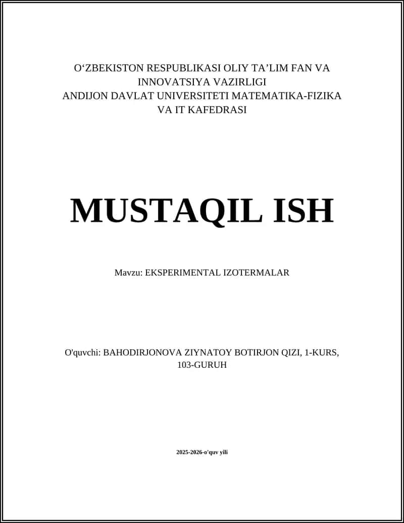 EKSPERIMENTAL IZOTERMALAR